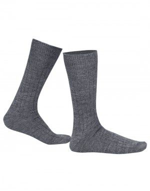 Pure Wool Socks 2PLY Ribbed Grey
